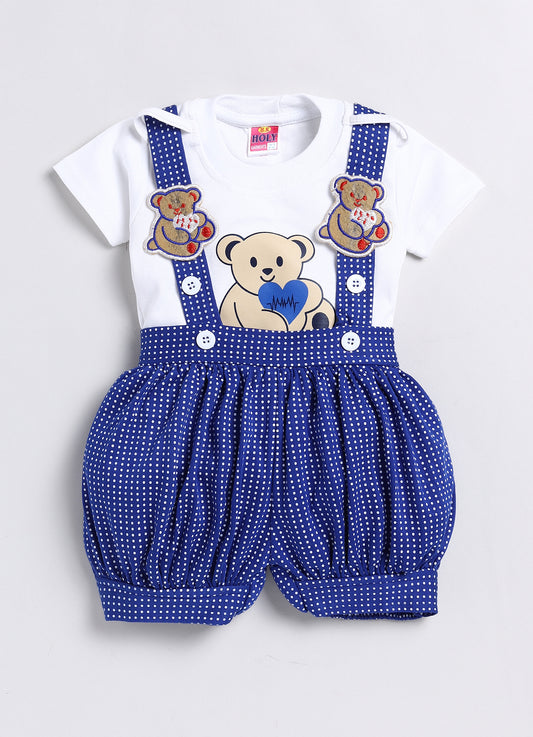 "Mommy Club Polka-Dotted Bear-Themed Infant Overalls Set, Size 0-18 Months"