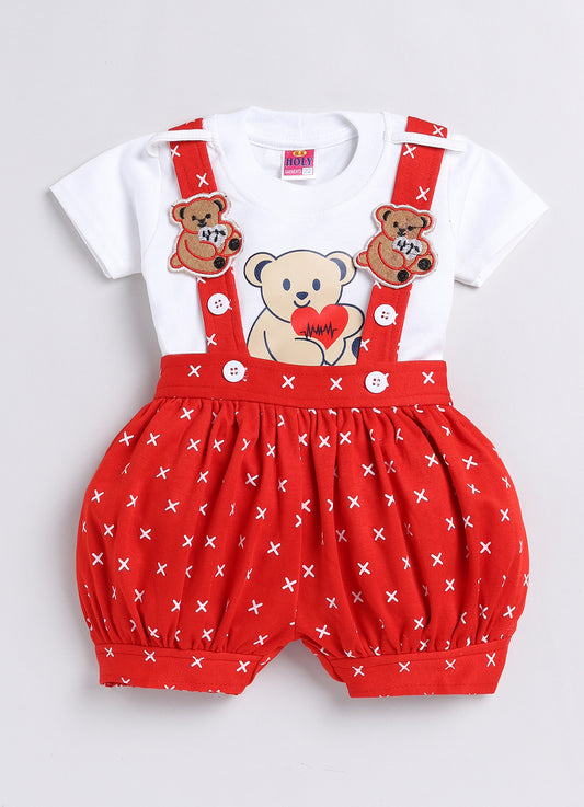 "Mommy Club Charming Bear-Themed Infant Overalls Set, Size 0-18 Months"
